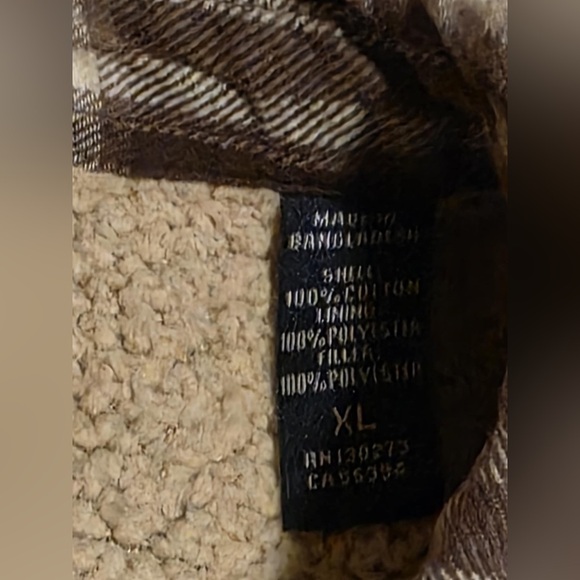 Wrangler Men’s Size XL Brown Checkered Shacket With Sherpa Lining EUC - Picture 7 of 8